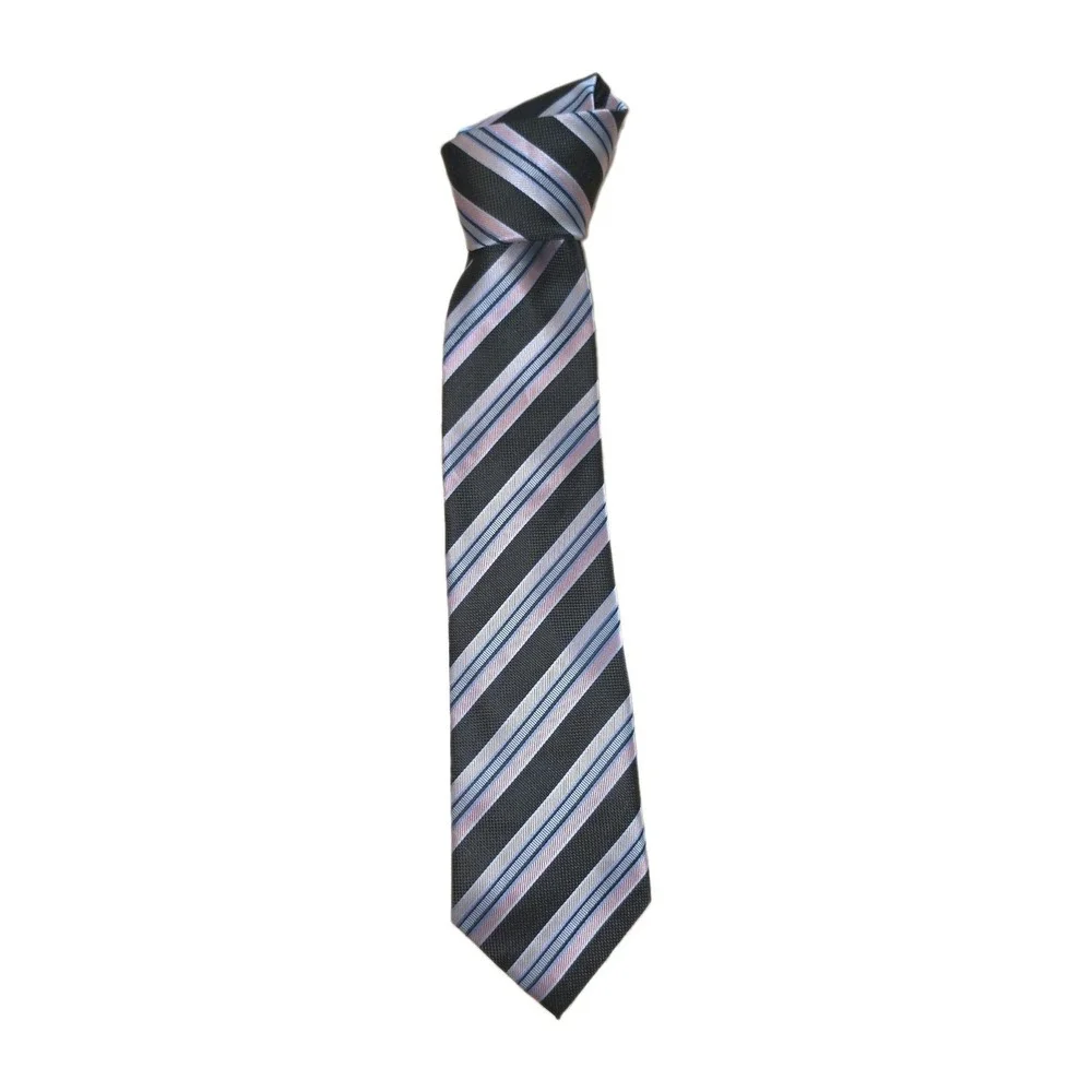 Alexander Julian Colours Men's Striped Polyester Tie Blue Yellow Black gold